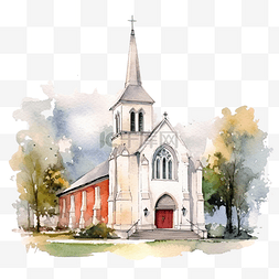 教堂水彩插图