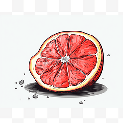 切葡萄柚手绘插画矢量图