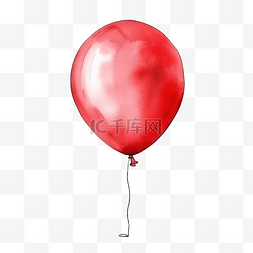 红气球图片_水彩红气球