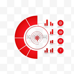 条形信息图表图片_带有条形空间和箭头的红色圆圈，