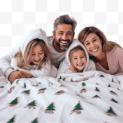 床上一堆衣服图片_圣诞节期间，一个有孩子的家庭在