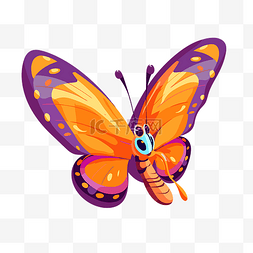蝴蝶剪贴画一只橙色的蝴蝶，有大