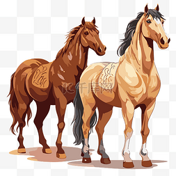 马剪贴画矢量，一匹棕色的马和棕