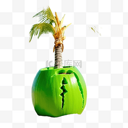 椰子模型3d模型图片_热带海滩上的一棵树上矗立着一棵