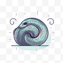 蛇头卷曲，以风格化设计排成直线