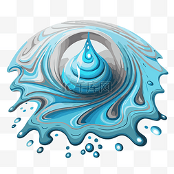 卡通蓝色水滴图片_水波纹 向量