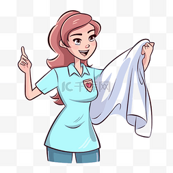 护士衬衫剪贴画卡通金发女人穿上