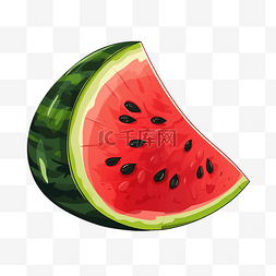 西瓜水果切图片_绿红黑西瓜片插图