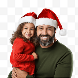 开支性质图片_快乐的父亲和孩子戴着圣诞老人的