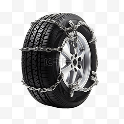 冰轮胎图片_带防滑链的冬季轮胎