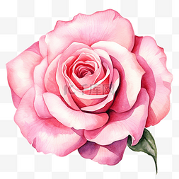 粉红玫瑰水彩画