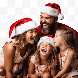 戴圣诞帽的男孩图片_快乐的家庭