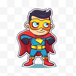 卡通超级英雄人物贴纸插图剪贴画