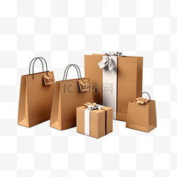 地产广告元素石狮图片_3d 插图折扣纸袋和礼品盒