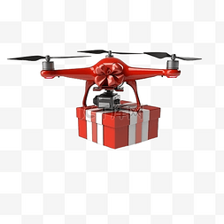 物流无人机图片_戴着圣诞老人帽子的无人机送圣诞