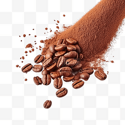 咖啡豆掉落，粉末分离