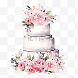 婚礼蛋糕水彩