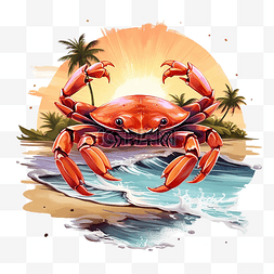 螃蟹海滩 PNG 插图