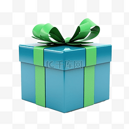 丝带图片_有绿色丝带的蓝色礼物盒