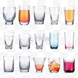 梨汁水图片_大套不同类型的玻璃器皿和饮料