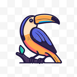 可爱的巨嘴鸟动物图标灰色和颜色