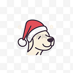 圣诞风格的金毛猎犬帽子和圣诞老人??帽子的插图 向量