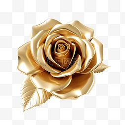 情人節玫瑰图片_3D渲染中的金色玫瑰花朵元素