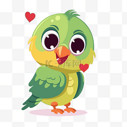 字体剪贴画图片_爱情鸟剪贴画可爱的小绿鹦鹉嘴里