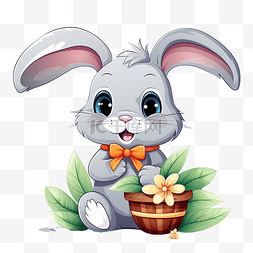 复活节快乐与可爱的兔子可爱的兔