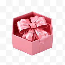 红色喜庆蝴蝶结图片_粉红色打开礼品盒空与红色蝴蝶结