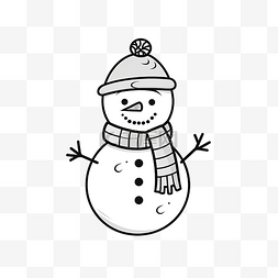 可爱的冬季卡通雪人线性涂鸦