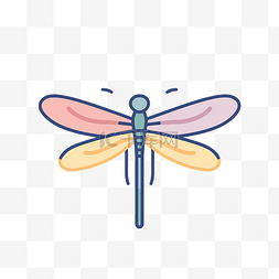 轮廓风格的彩色蜻蜓昆虫图标 向