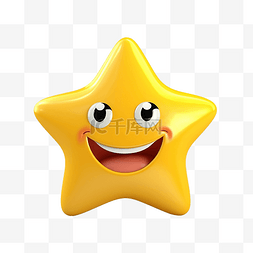 可爱的星星与微笑的脸 3d