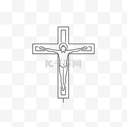 白色十字架图片_十字架上线性风格的人矢量图