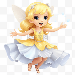 天使飞翔的翅膀图片_可爱的金发仙女飞翔