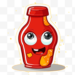 可爱瓶瓶图片_大眼睛大嘴番茄酱瓶可爱插画 向