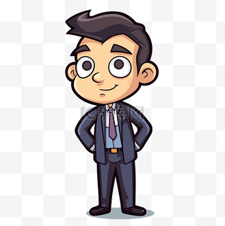 穿西装打领带的卡通男商人 向量