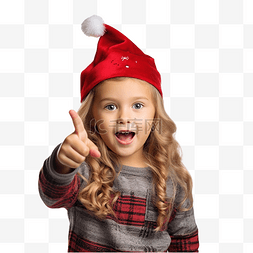 大食指图片_庆祝圣诞节的小女孩专注于一项任