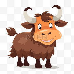 牛剪贴画牦牛卡通动物矢量图