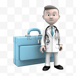 公文包手提箱图片_3d 孤立的医生与他的公文包