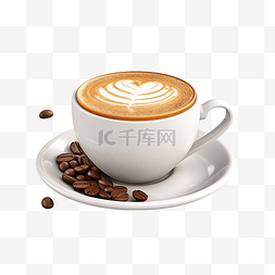 咖啡对象卡布奇诺咖啡插画3d