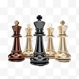 国际象棋图标图片_国际象棋 3d 插图渲染