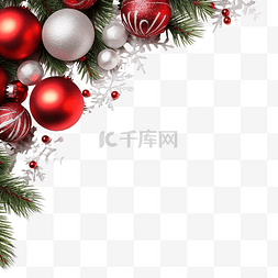 银色的图片_喜庆的圣诞边框，冷杉树枝和雪花
