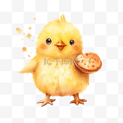 撒面包屑图片_水彩饼干小鸡