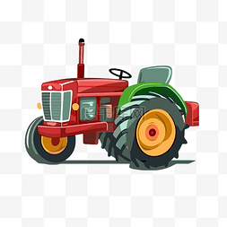 农用拖拉机集材图片_红色农用拖拉机卡通拖拉机剪贴画