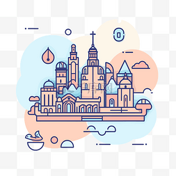 图标地点图片_俄罗斯的城市和建筑色彩缤纷的设