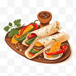 墨西哥卷卡通图片_墨西哥卷饼剪贴画板与卷饼与牛肉