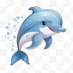 蓝色花可爱图片_海豚 卡通 可爱 海洋动物
