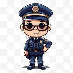 警察剪贴画卡通警察人物戴眼镜 