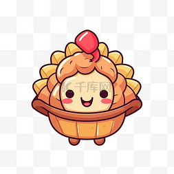 火的表情符号图片_感恩节可爱的美式馅饼食品火鸡